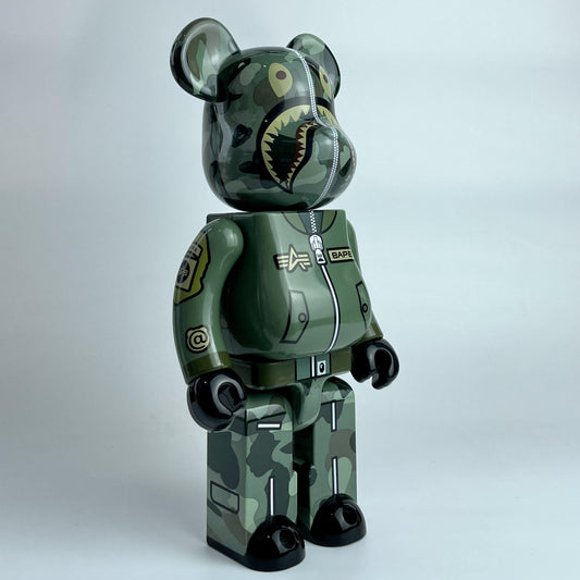 28cm BEARBRICK 400% BAPE Shark Pilot ABS Action Figure Boxed-FuGui Tide play