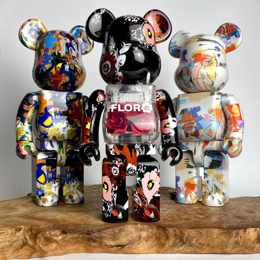 28cm BEARBRICK 400% Basquiat Noritake Kinashi FLOR ABS Action Figure Boxed-FuGui Tide play