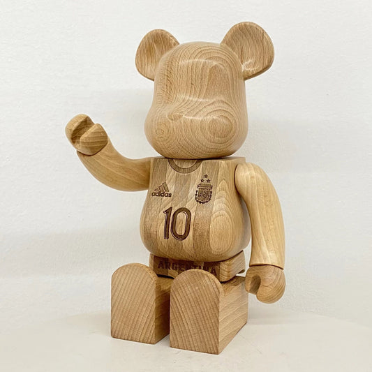 28cm 400% Bearbrick Messi Wooden Anime Action Figure With Wooden Box-FuGui Tide play