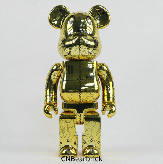 28cm BEARBRICK 400% BAPE Sorayamak Shark Electroplating ABS Action Figure Boxed-FuGui Tide play