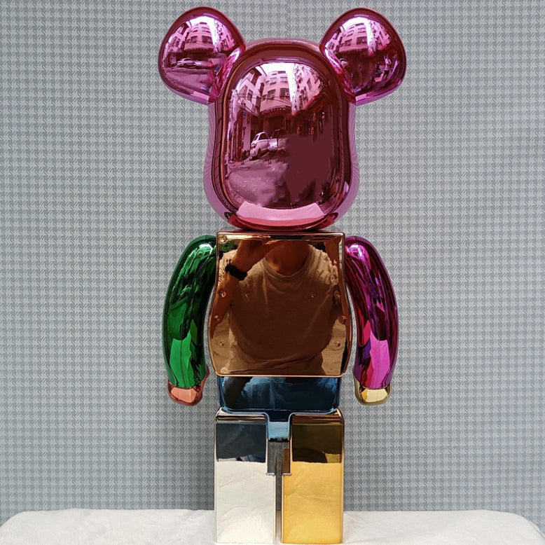 Hobby - 70cm BEARBRICK 1000% Electroplating BAPE Color ABS Action Figure Boxed