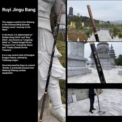 5.6-Foot Wukong RuyI Jingu Bang, Black Myth Equipment, Carbon steel will following golden backed staff | FuGui Tide play