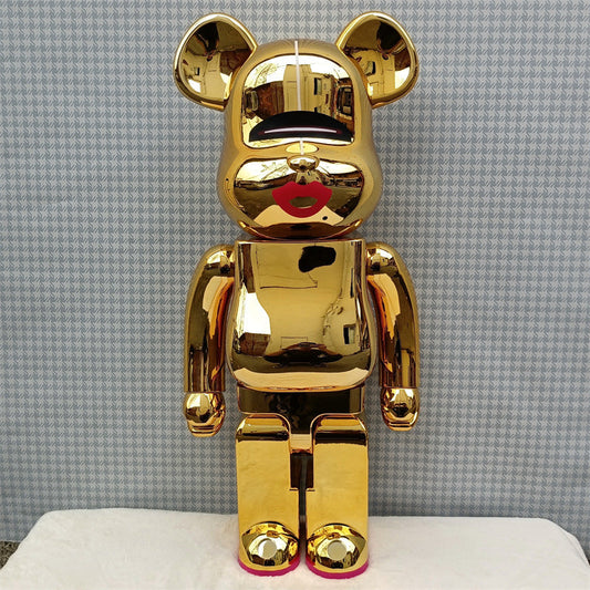 Hobby - 70cm BEARBRICK 1000% HajimeSorayama Red Lips Gold ABS Action Figure Boxed