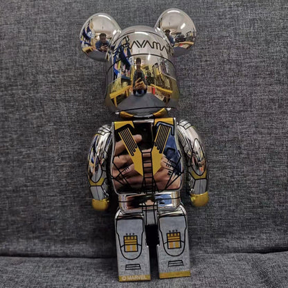 28cm BEARBRICK 400% Iron Man Gold and Silver ABS Action Figure Boxed