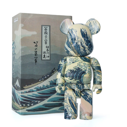 28cm BEARBRICK 400% Kanagawa Surf ABS Action Figure Boxed