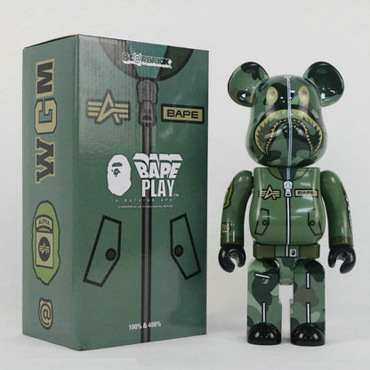 28cm BEARBRICK 400% BAPE Shark Pilot ABS Action Figure Boxed