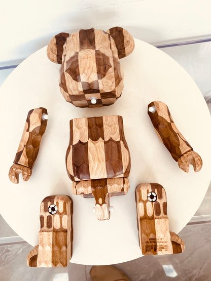 Wooden Bearbrick 400% Fujiwara Hiroshi Color Matching Lightning Action Figure With Wooden Box | FuGui Tide play