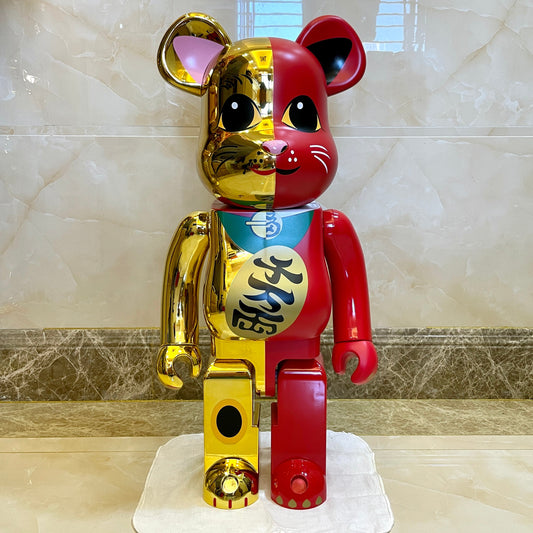 Hobby - 70cm BEARBRICK 1000% Electroplating Lucky Cat Gold ABS Action Figure Boxed