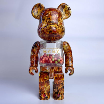 28cm BEARBRICK 400% Autumn Leaves ABS Action Figure Boxed