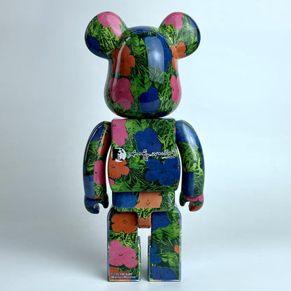 28cm BEARBRICK 400% Andy Wahol Flower ABS Action Figure Boxed