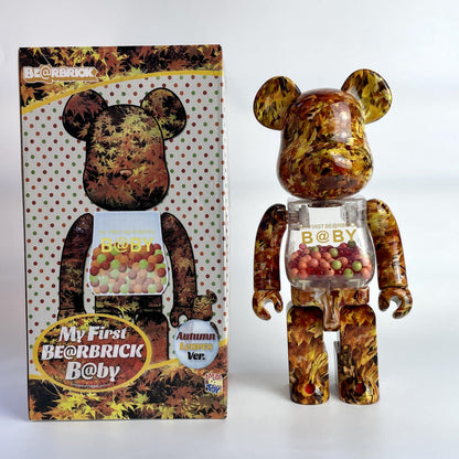 28cm BEARBRICK 400% Autumn Leaves ABS Action Figure Boxed