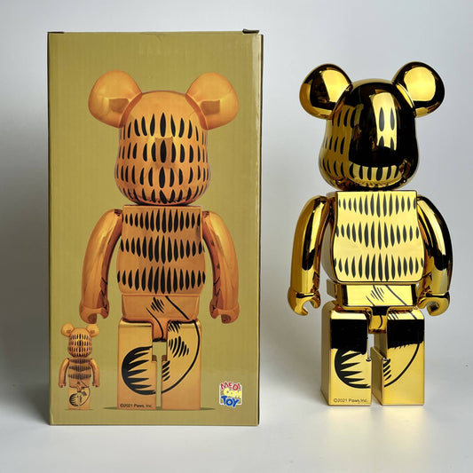 Toy - 28cm BEARBRICK 400% Electroplated Garfield ABS Action Figure Boxed