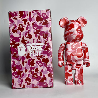 28cm BEARBRICK 400% BAPE Camouflage MMJ Pink ABS Action Figure Boxed