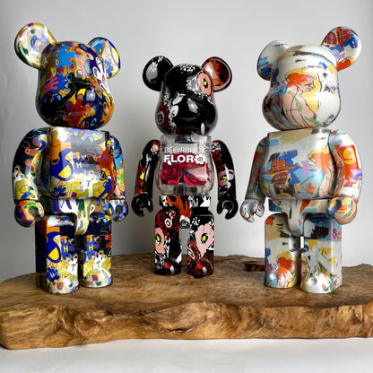 28cm BEARBRICK 400% Basquiat Noritake Kinashi FLOR ABS Action Figure Boxed