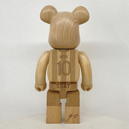 28cm 400% Bearbrick Messi Wooden Anime Action Figure With Wooden Box