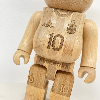 28cm 400% Bearbrick Messi Wooden Anime Action Figure With Wooden Box