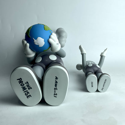 35CM Grey Art KAWS The Promise Earth Qatar Factory Without Box