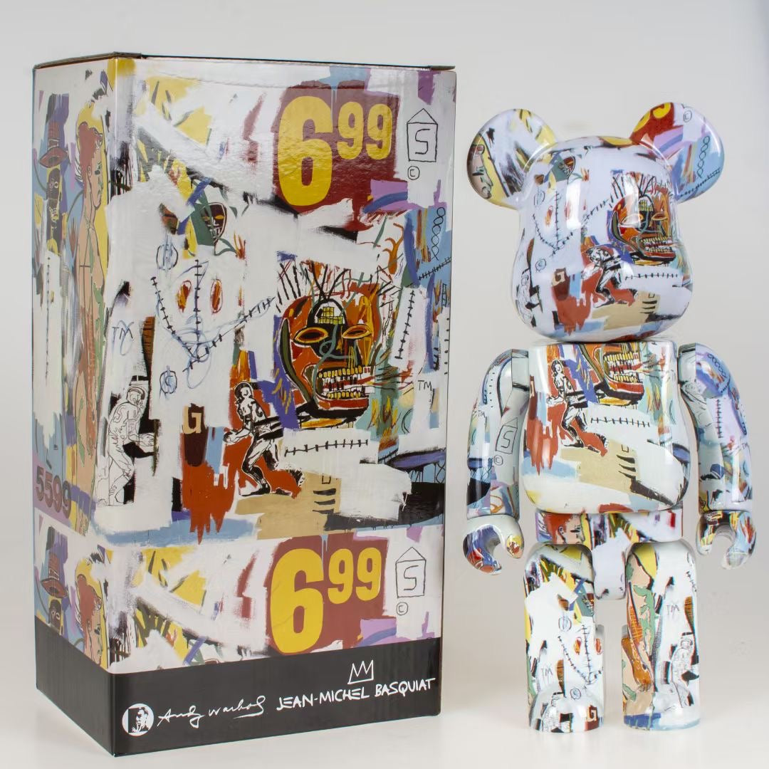 28cm BEARBRICK 400% Andy Warhol × JEAN-MICHEL BASQUIAT 4th Generation ABS Action Figure Boxed