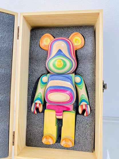 Wooden Bearbrick 400% HAROSHI Action Figure With Wooden Box | FuGui Tide play