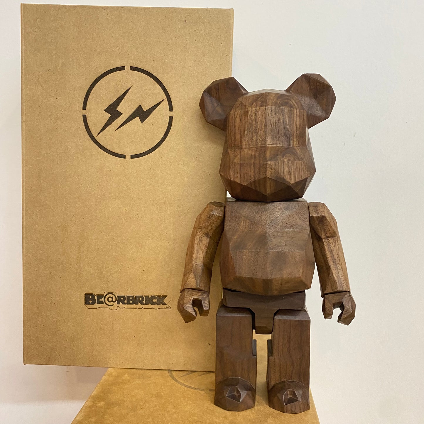 Wooden Bearbrick 400% Fujiwara Hiroshi Lightning Action Figure With Wooden Box