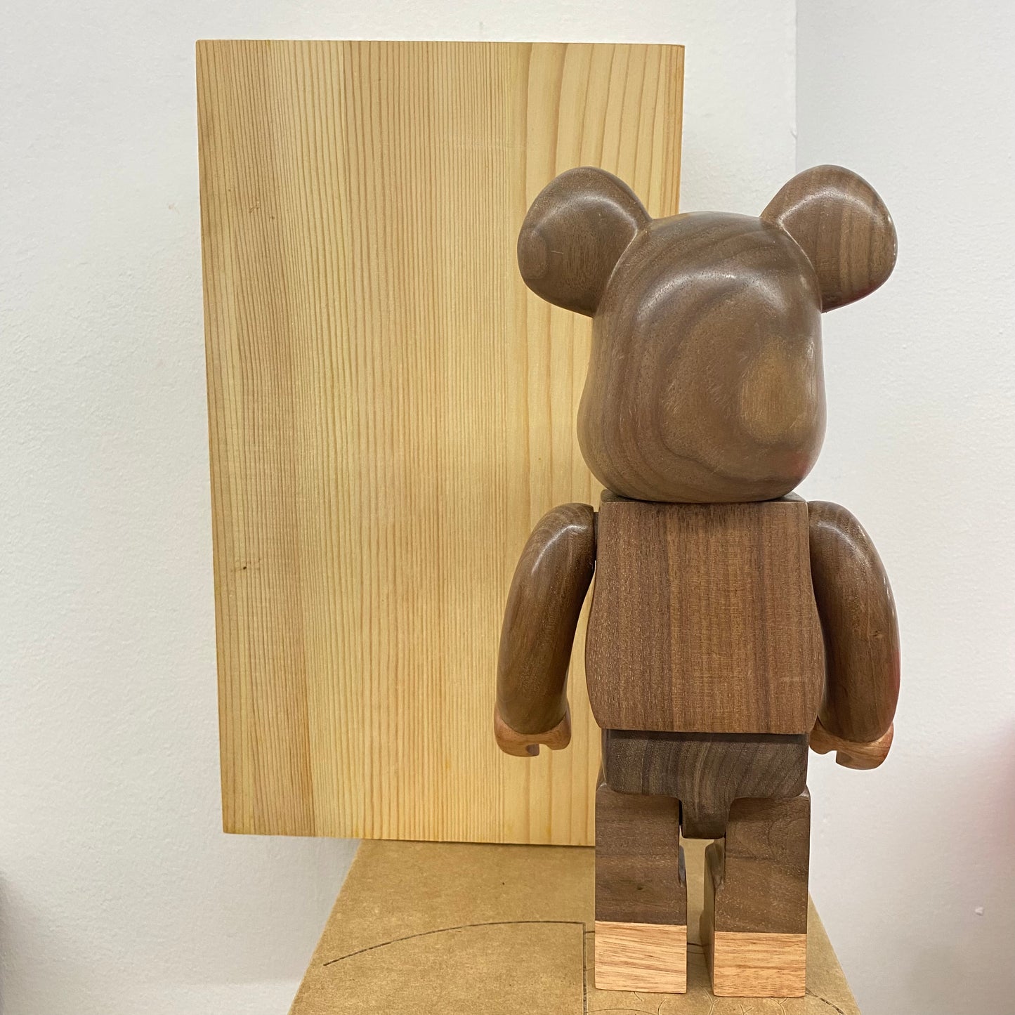 Wooden Bearbrick 400% BAPE Action Figure With Wooden Box