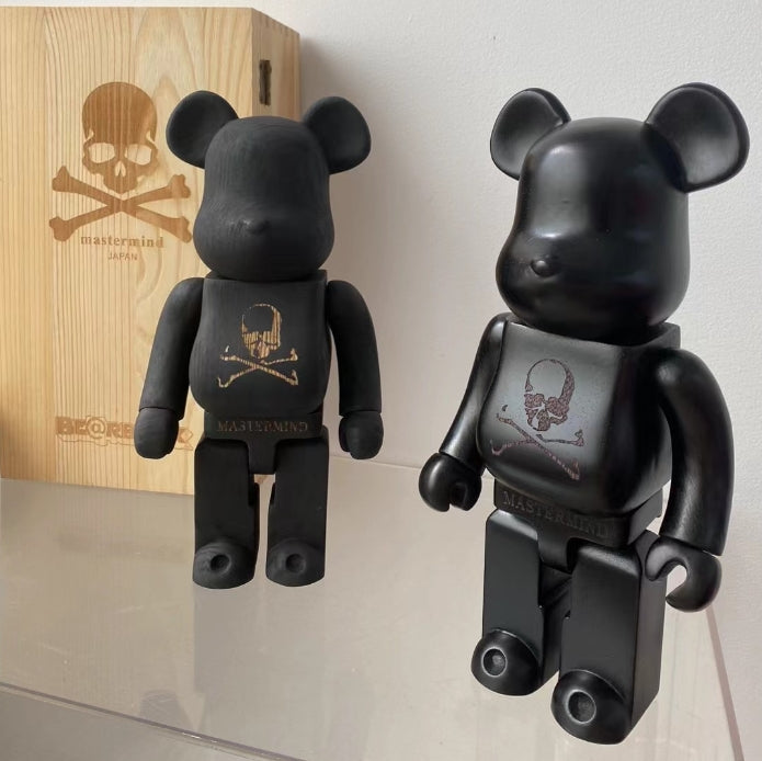 Wooden Bearbrick 400% MASTERMIND Action Figure With Wooden Box