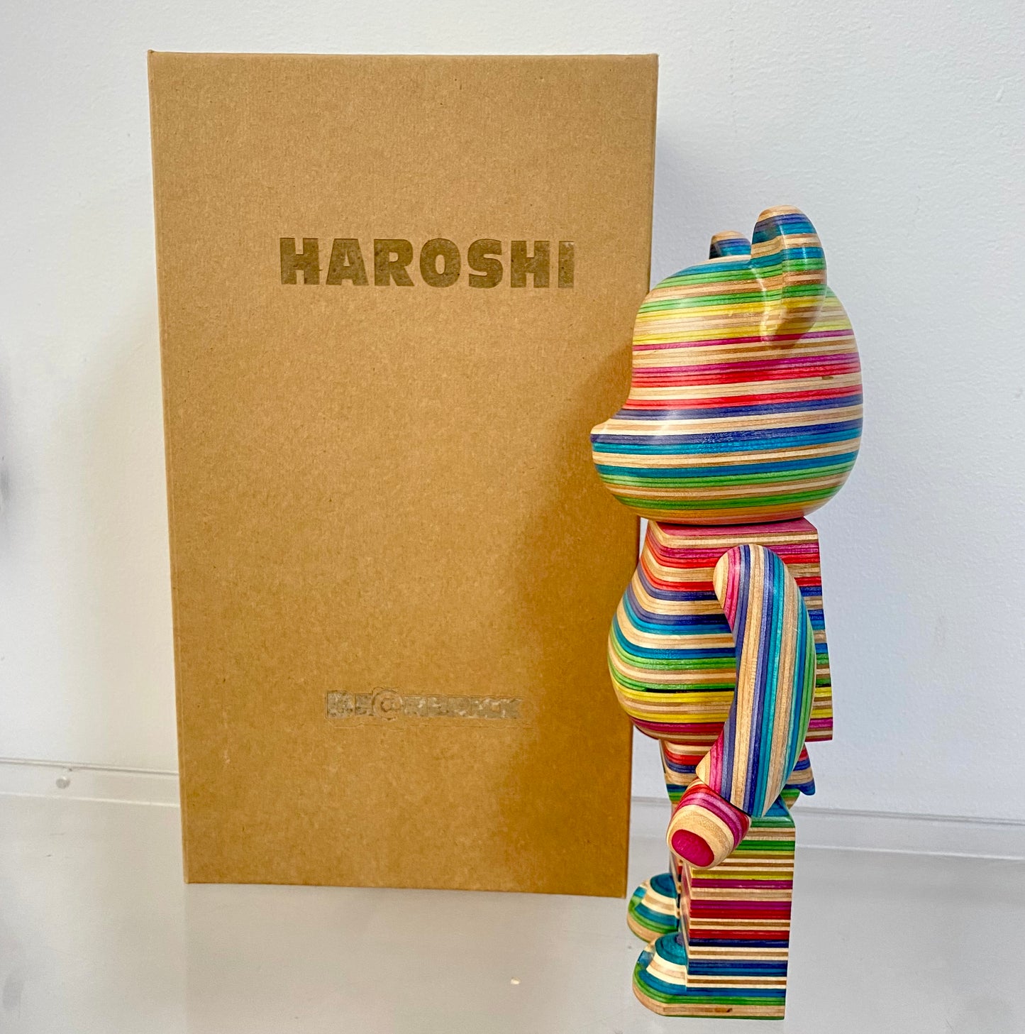 Wooden Bearbrick 400% HAROSHI Action Figure With Wooden Box