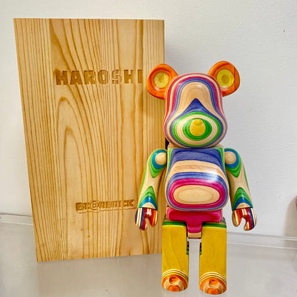 Wooden Bearbrick 400% HAROSHI Action Figure With Wooden Box | FuGui Tide play