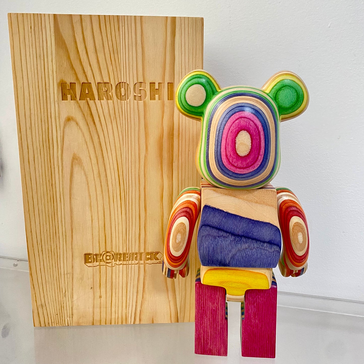 Wooden Bearbrick 400% HAROSHI - Haroshi -2 Action Figure With Wooden Box