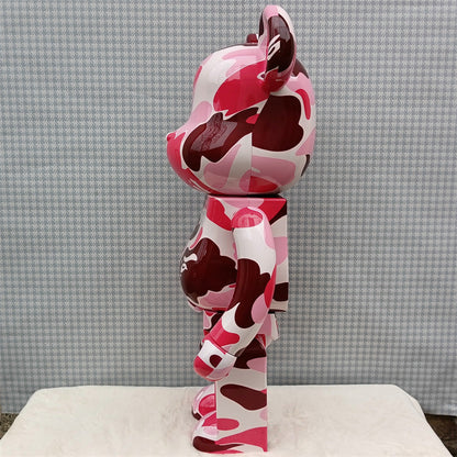 70cm BEARBRICK 1000% BAPE Camo Pink ABS Action Figure Boxed