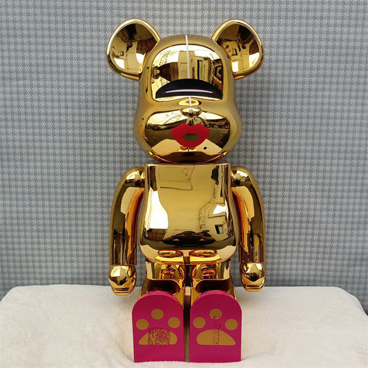 Hobby - 70cm BEARBRICK 1000% HajimeSorayama Red Lips Gold ABS Action Figure Boxed