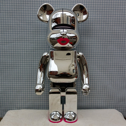 70cm BEARBRICK 1000% HajimeSorayama Red Lips Silver ABS Action Figure Boxed