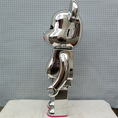70cm BEARBRICK 1000% HajimeSorayama Red Lips Silver ABS Action Figure Boxed