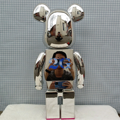 70cm BEARBRICK 1000% HajimeSorayama Red Lips Silver ABS Action Figure Boxed
