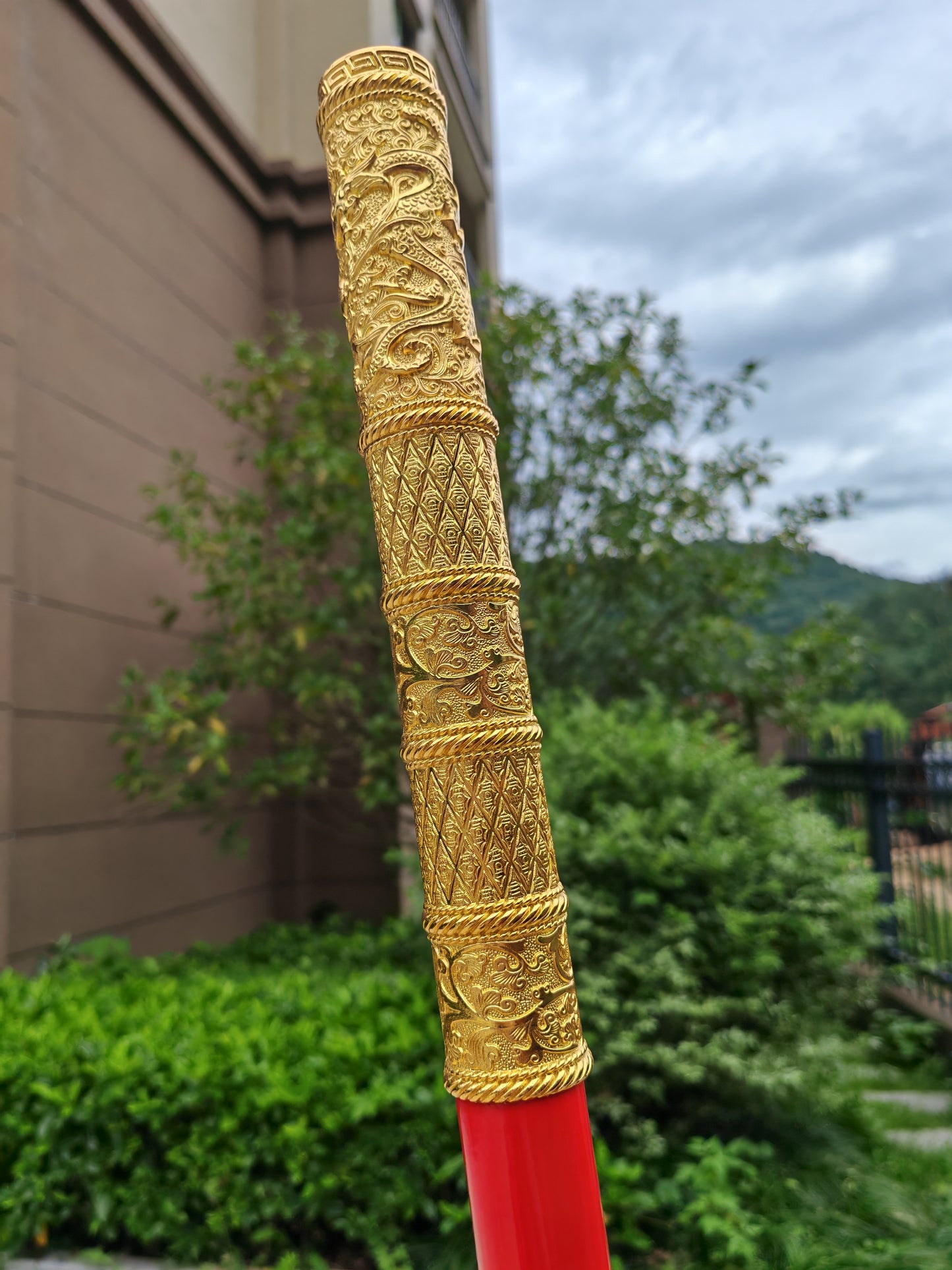 5.6 ft. Goku Ruyi Jingu Bnag, Red Mythical Gear, Wooden Golden Cudgel