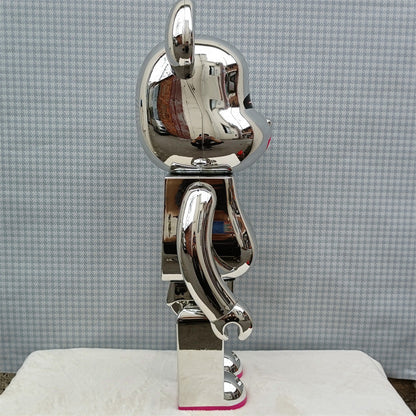 70cm BEARBRICK 1000% HajimeSorayama Red Lips Silver ABS Action Figure Boxed