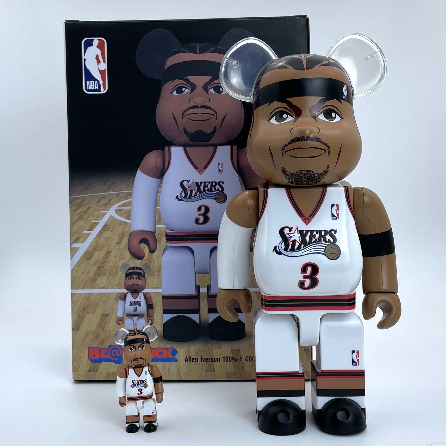 28cm BEARBRICK 400%+100% O'Neal , Iverson ABS Action Figure Boxed