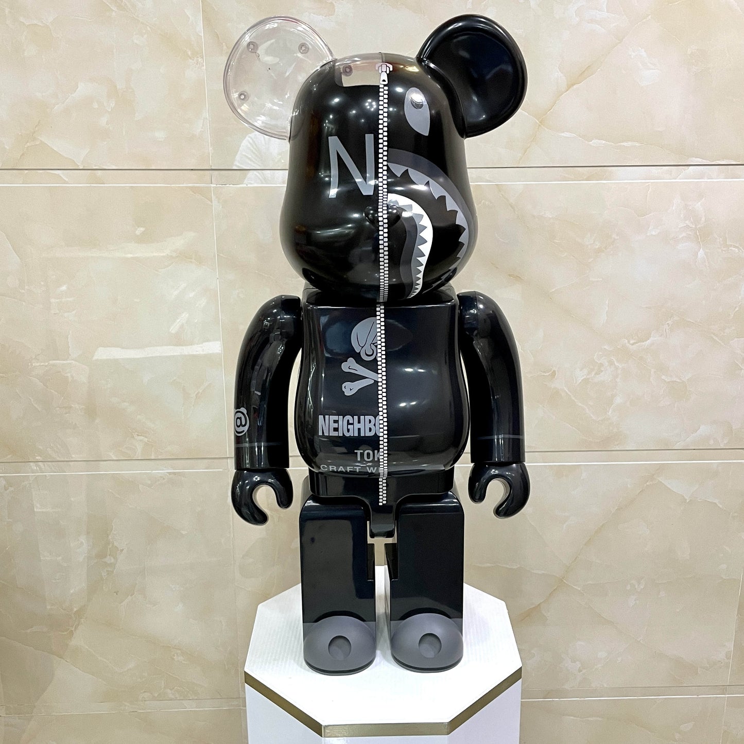 70cm BEARBRICK 1000% BAPE Leather Jacket Bear ABS Action Figure Boxed