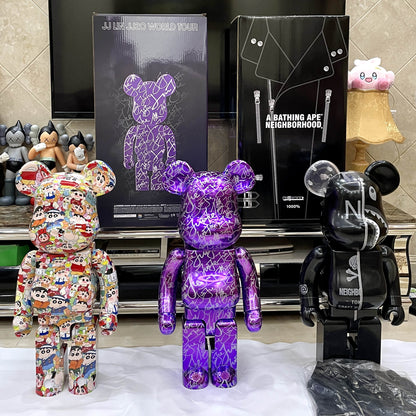 70cm BEARBRICK 1000% BAPE Leather Jacket Bear ABS Action Figure Boxed