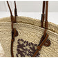 Ladies Handbag Palm Leaf and Calfskin Braided Basket Large/Small