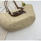 Ladies Handbag Palm Leaf and Calfskin Braided Basket Large/Small