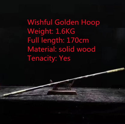 Black Myth Monkey King Staff Kungfu Sticks Monkey Cudgels Carving Dragon Wooden Cudgel Sun WuKong Weapon Practice Long Stick
