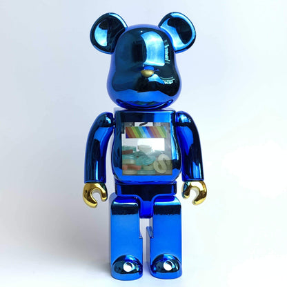 28cm BEARBRICK 400% JSB Electroplating Blue ABS Action Figure Boxed