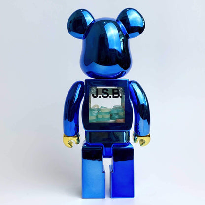 28cm BEARBRICK 400% JSB Electroplating Blue ABS Action Figure Boxed