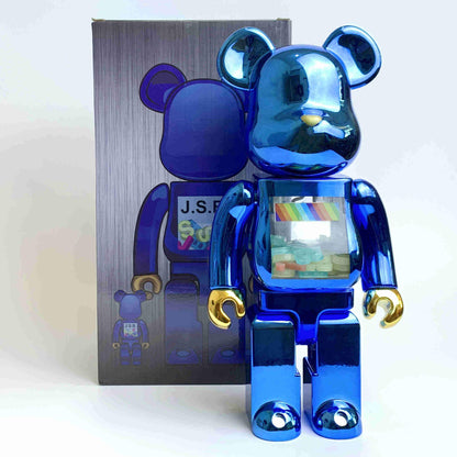 28cm BEARBRICK 400% JSB Electroplating Blue ABS Action Figure Boxed