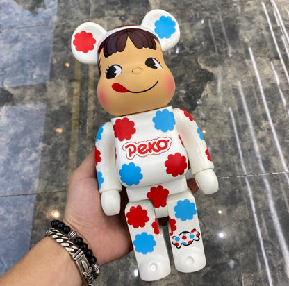 28cm BEARBRICK 400% Fujiya Plating Lucky Milk Girl Vinyl Action Figure Boxed