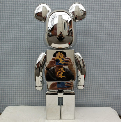 70cm BEARBRICK 1000% MASTERMIND Silver ABS Action Figure Boxed