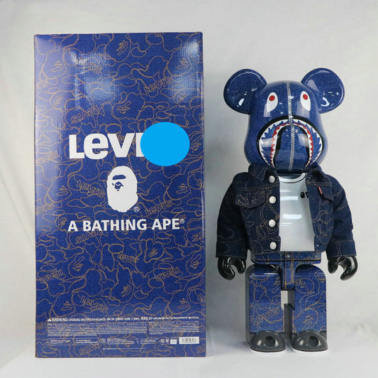 Hobby - 70cm BEARBRICK 1000% BAPE Shark Levi Jeans ABS Action Figure Boxed