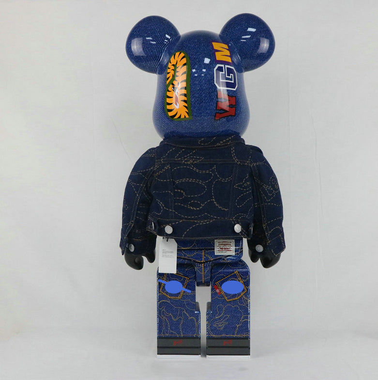 Hobby - 70cm BEARBRICK 1000% BAPE Shark Levi Jeans ABS Action Figure Boxed