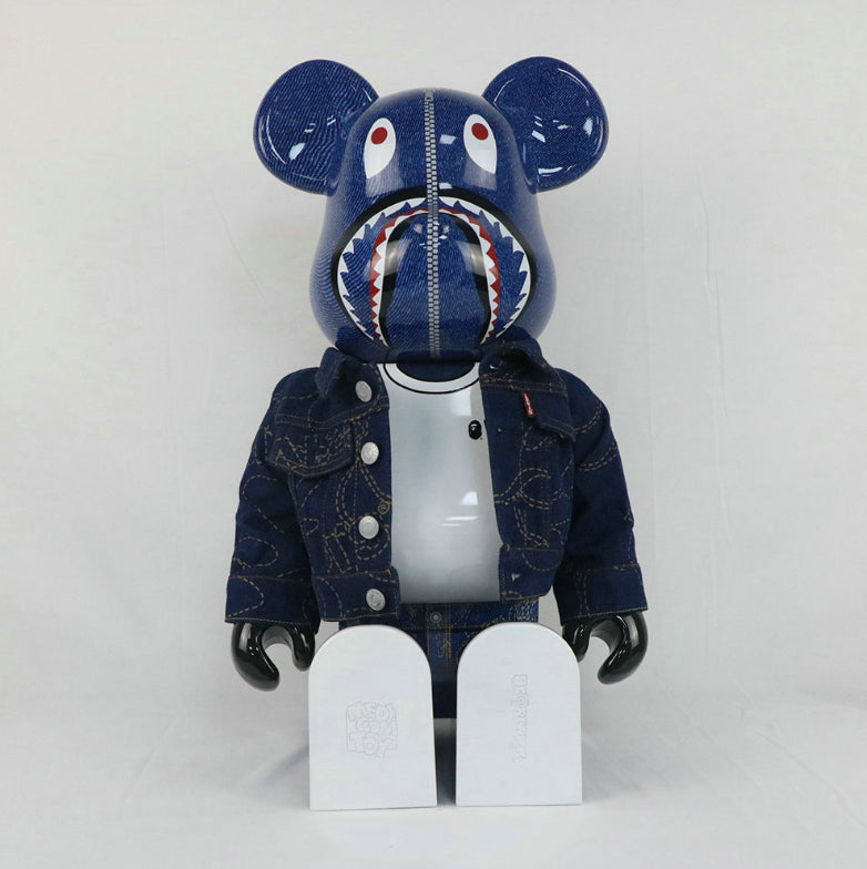 Hobby - 70cm BEARBRICK 1000% BAPE Shark Levi Jeans ABS Action Figure Boxed